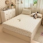 Ivory Grey Tiny Motif Fitted Bedding Set