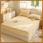 Sunny Yellow Striped Floral Fitted Bedding Set