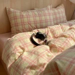 Blush Green Heritage Plaid Fitted Bedding Set