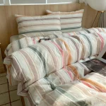 Pastel Rainbow Relaxed Stripe Fitted Bedding Set