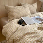 Golden Yellow Gingham Fitted Bedding Set