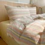Soft Rainbow Fine Stripe Fitted Bedding Set