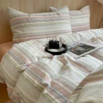 Muted Pastel Linear Stripe Fitted Bedding Set