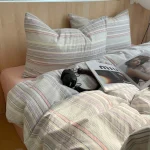 Lavender Pastel Fine Stripe Fitted Bedding Set