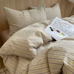 Mustard Lavender Bold Stripe Fitted Bedding Set