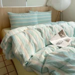 Mint Coral Fresh Stripe Fitted Bedding Set