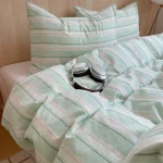 Mint Pink Airy Stripe Fitted Bedding Set