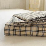 Tan Navy Heritage Plaid Sheet Bedding Set