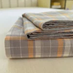 Grey Orange Windowpane Plaid Sheet Set