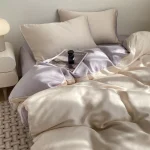 Lavender Ivory Smooth Two Tone Bedding Set