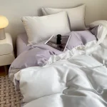 Lilac White Smooth Two Tone Bedding Set