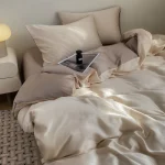 Taupe Cream Smooth Two Tone Bedding Set