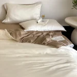 Warm Taupe Ivory Smooth Bedding Set
