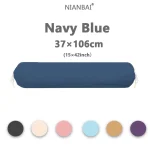 Navy Blue Drawstring Bolster Pillow Cover