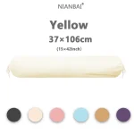 Soft Yellow Drawstring Bolster Pillow Cover