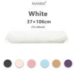 Pure White Drawstring Bolster Pillow Cover